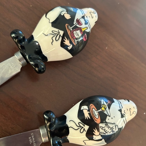 Mud Pie Black and White Vintage Kitchen Butter Knives - Set of TWO - Picture 4 of 5